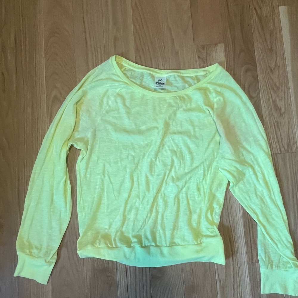 PINK Victoria's Secret Neon Yellow Crewneck Tee